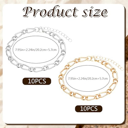 Sumalon 20 Pcs 18K Gold Plated Bracelet Chain Kit, Paperclip Alloy Link Fit Clip with Lock, Bracelet Charm for Women DIY Jewelry Making (Gold and Silver) - color: Gold and Silver