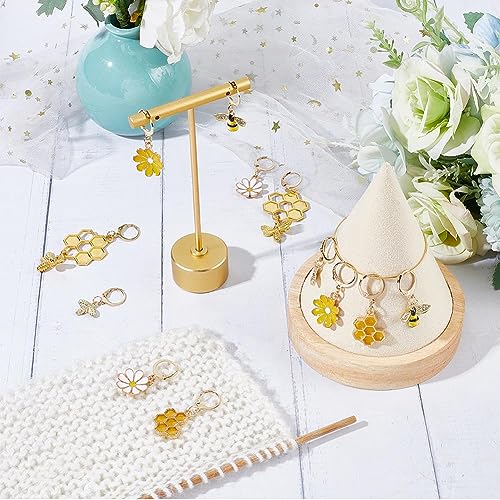 SUNNYCLUE 1 Box 12Pcs Bee Charms Knitting Stitch Markers Cute Removable Clip on Bracelets Charm Daisy Flowers Charms Lobster Claw Clasps Crochet Stitch Markers for DIY Knitting and Crocheting Sewing - color: 12pcs Bee & Flower Stitch Markers With Upgraded