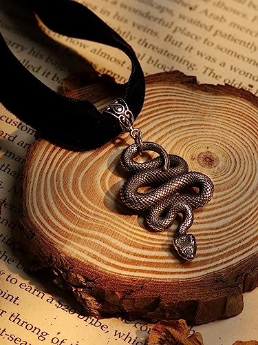 Snake Choker Necklace, Gothic Goth Choker, Goth Emo Punk Grunge Jewelry | Stainless steel and soft velvet, 12.6 in & 3 in extender chain, Gothic Emo Punk Grunge Jewelry, Halloween Costumes Jewelry
