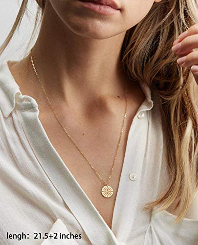 Turandoss Gold Layered Necklaces for Women - 14K Gold Plated Handmade Multilayer Bar Pearls Coin Disc Moon Butterfly Medallion Adjustable Dainty Layered Choker Necklaces for Women Jewelry - style: 4PCS - Star&Bar&Sun&Bar