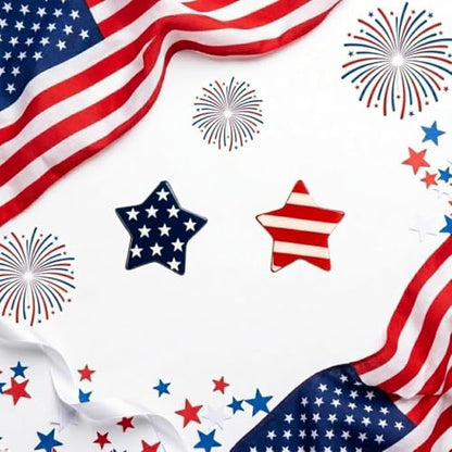 4th of July Earrings,Patriotic Dangle Stud for Women, Fourth of July Jewelry for Veterans Day - color: TwoStars