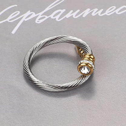 Dorriss Ring for Women Adjustable Cable Nail Rings Open Stackable Jewelry - color: A-Gold & Silver