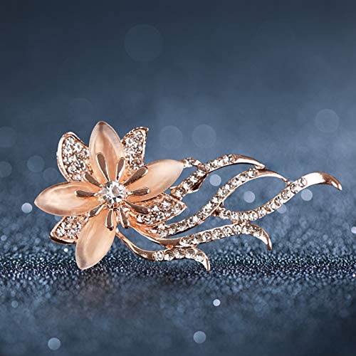 Pearl Diamond Brooch Pins for Dress Sweater Scarf, Wedding Party Decoration Birthday Christmas Gift - style: Orchid