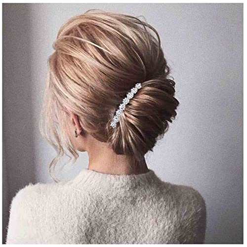 Crystal Bridal Hair Comb Silver Rhinestone Hair Piece Wedding Headpieces Bride Side Comb Wedding Hair Accessories for Bride and and Bridesmaids (Silver) - color: Silver