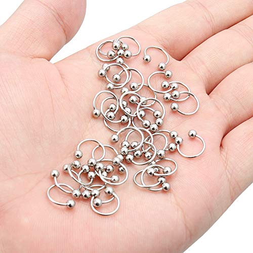 18-36PCS 20G Nose Hoop Rings Surgical Steel Septum Ring Tragus Cartilage Helix Hoop Earrings Lip Horseshoe Barbell Piercing Jewelry for Women Men 8mm 10mm 12mm - color: 36pcs,ball closure