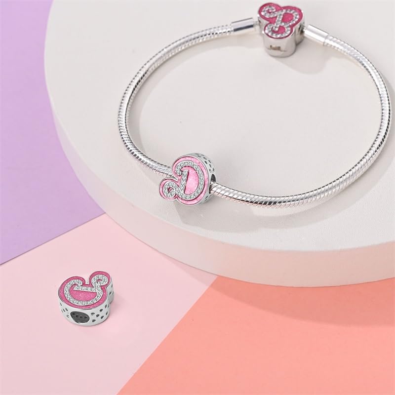 925 Sterling Silver Letter Charms Fits Pandora Bracelets Alphabet AZ Bead Charm for Bracelets Necklace with 5A Cubic Zirconia for Women Birthday Ceremony DIY Jewelry Gift - style: D