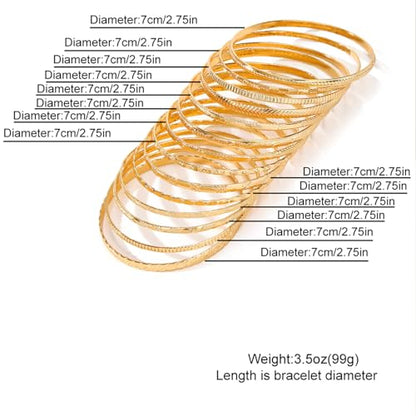 17IF Gold Bangle Bracelet For Women, 14k Multilayer Charm Textured Stackable Bracelets Boho Indian Chunky Cuff Fashion Jewelry Gift - style: 14 Pcs