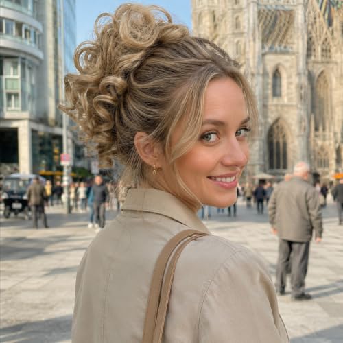 CAISHA Jumbo Hairpiece Scrunchy Updo Voluminous Curly Messy Bun Dark Blonde G3L - color: dark blonde #16 G3L