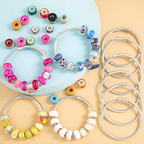 ZYEHXED 20 Pieces Snake Charm Bracelet Stainless Steel 3mm Expandable Charm Bangle Bracelets Silver Adjustable Friendship Snake Bracelet DIY Charm Bracelet for Women Jewelry Christmas Birthday Gifts - color: 20PCS Charm Bracelets