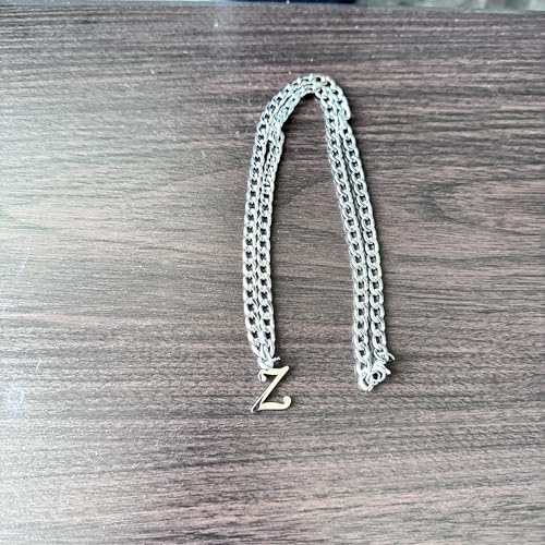 Stainless Steel Initial A-Z Necklace for Men Women,Cuban Chain,Titanium Steel Initial Letter Pendant Charm Necklaces Accessories Jewelry for Woman Man,21 Inch Chain - color: Z