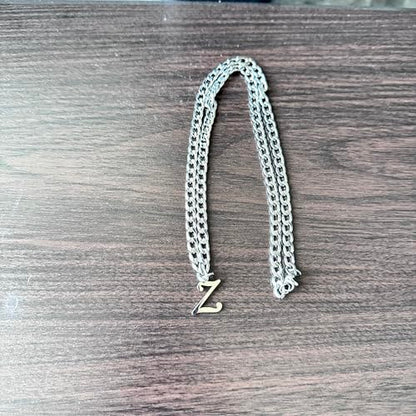 Stainless Steel Initial A-Z Necklace for Men Women,Cuban Chain,Titanium Steel Initial Letter Pendant Charm Necklaces Accessories Jewelry for Woman Man,21 Inch Chain - color: Z