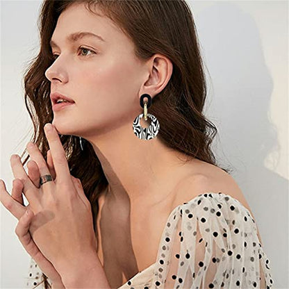 ONLYJUMP Exaggerated Geometry Earrings Acrylic Round Square Triangle Heart Dangle Earrings for Women Multilayer Bohemia Earrings Classic Retro Minimalist Earrings Statement Jewelry - color: Milk Acrylic