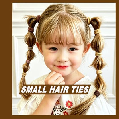 130 Pcs Baby Hair Ties Set, 120 Pcs Small Hair Ties and 10 Pcs Large Hair Ties, Seamless Hair Bands for Girls Elastic Ponytail Holders (Brown) - color: Brown