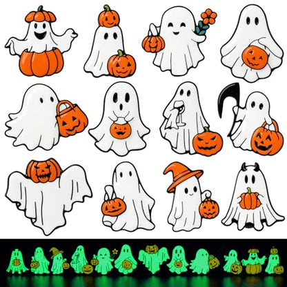 Liliaafar 36 Pieces Halloween Enamel Pins Set Grow in the Dark Halloween Lapel Pins Bulk for Backpacks Clothing Hat Bag Gifts - style: Pumpkin Ghost