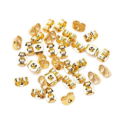 150Pcs Ball Post Earring Studs for Jewelry Making,Earring Studs Ball Post Earrings with Loop with 200Pcs Butterfly Earrings Back Replacements for DIY Jewelry Making Findings(KC Gold) - color: KC Gold