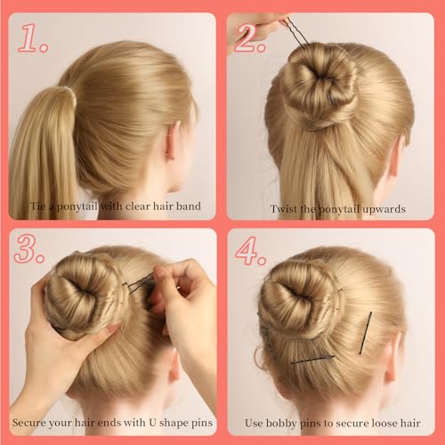 Teenitor 300pcs Bobby Pins Hair Pins, 100 Hair Pins 100 Bobby Pins Brown Hair Black for Women 100 Hair Bands 2inch 2.36inch 2.75inch Brown Black - color: Brown/Black