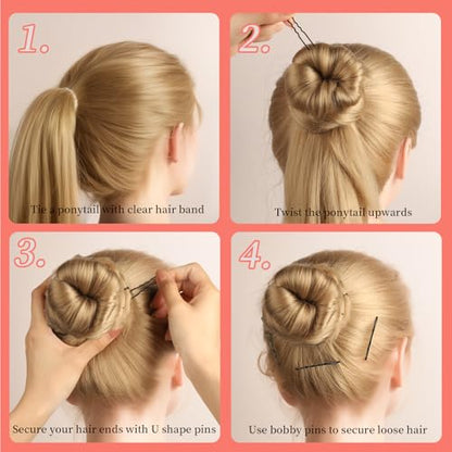 Teenitor 300pcs Bobby Pins Hair Pins, 100 Hair Pins 100 Bobby Pins Brown Hair Black for Women 100 Hair Bands 2inch 2.36inch 2.75inch Brown Black - color: Brown/Black