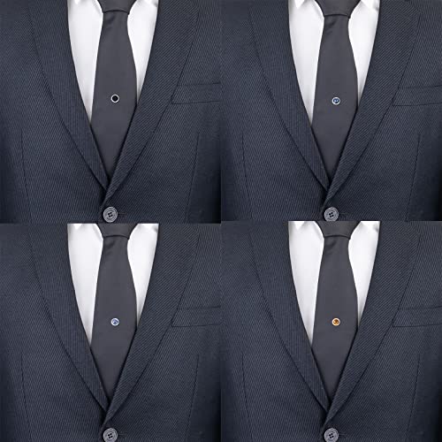 Tie Pins for Men Silver Tie Pins with Chain, Tie Tack Pins Brooch Personalized Wedding Business Gifts - color: 4pcs-B