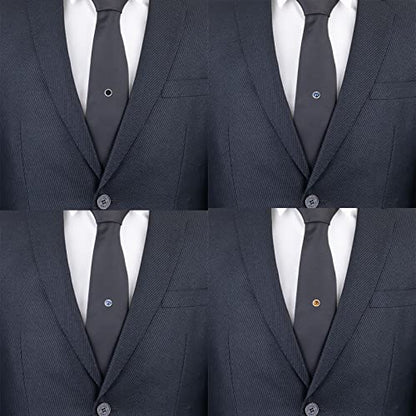 Tie Pins for Men Silver Tie Pins with Chain, Tie Tack Pins Brooch Personalized Wedding Business Gifts - color: 4pcs-B