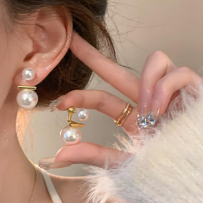 Big Pearl Stud Earrings White Round Pearls Earrings Fashion Design Faux Pearl Charm Jewerly - style: style 1