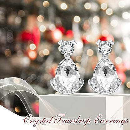 Birthstone Teardrop Crystal Stud Earrings for Women 925 Sterling Silver Solitaire Studs Halo Earrings for Birthday Gifts Teardrop Earrings for women - style: D April