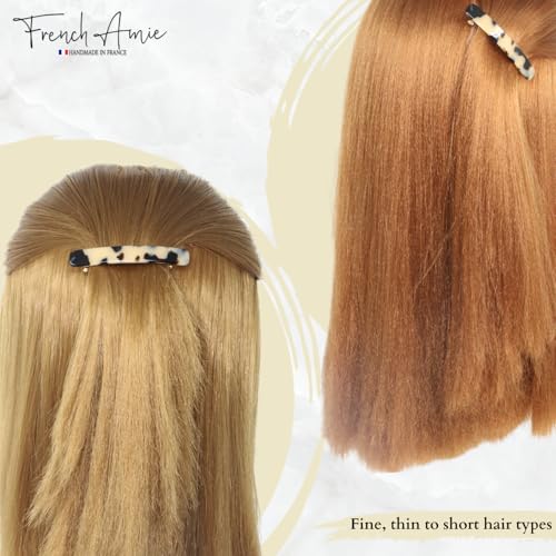French Amie Bar White Tokyo Small 2 1/4 Inch Hair Clip Barrette | Handmade Cellulose Acetate Durable Grip For Women Girls Teens Everyday Style - color: White Tokyo
