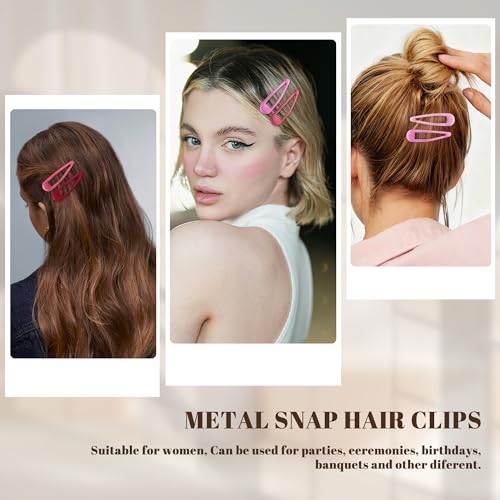 Small Hair Barrettes For Women No Slip Metal Snap Clips For Thin And Fine Hair,Matte Black Red Pink,20 PCS,1.97 x 0.5 Inch. - color: Matte Black Red Pink