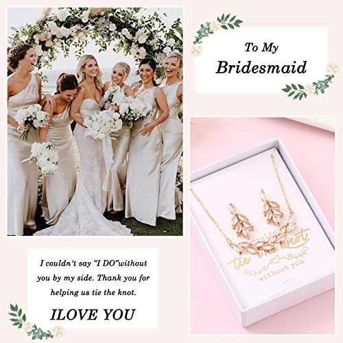 DHQH Bridesmaid Earrings Necklace Set Proposal Gifts Set for Women Leaf Pendant Necklace set of 4/6 Wedding Jewelry - color: new gold-6