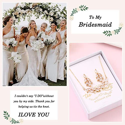 DHQH Bridesmaid Earrings Necklace Set Proposal Gifts Set for Women Leaf Pendant Necklace set of 4/6 Wedding Jewelry - color: new gold-6