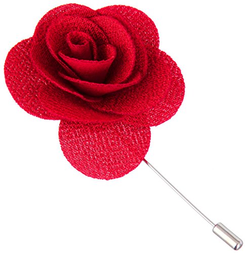 Gentleman's Essentials Premium Handmade Flower Lapel Pin Boutonniere - color: Candy Red [Begonia]