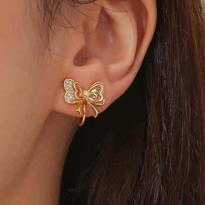 Ear Cuffs Earrings for Women Non Piercing Cartilage Cuff Wrap Clip on Earrings Trendy Pearl Rhinestone Tassel Chain Earrings Jewelry for Women - color: CZ Bowknot Ear Cuff