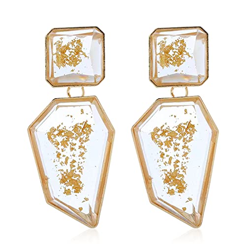 QUPENGXU Exaggerated Acrylic Drop Dangle Earrings Retro Statement Geometric Large Size Earrings For Women (white)