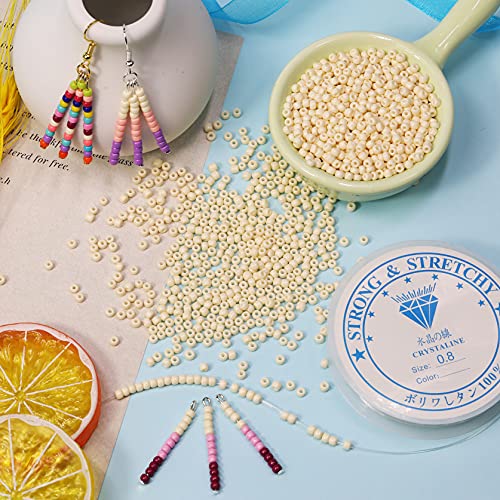 Bala&Fillic Beige Color 3mm Seed Beads About 3600pcs/100Grams in Bag, 8/0 Glass Craft Beads for Making Bracelet and Necklace (Beige) - color: Beige