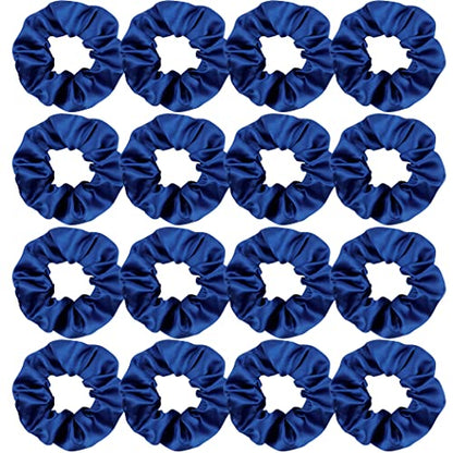 16 Pacs Satin Scrunchies Bridesmaid Proposal Gifts Hair Ties Scrunchies for Women Girls Bachelorette Party Favors(Royal blue) - color: royal blue
