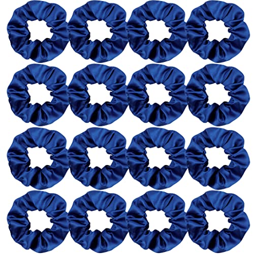 16 Pacs Satin Scrunchies Bridesmaid Proposal Gifts Hair Ties Scrunchies for Women Girls Bachelorette Party Favors(Royal blue) - color: royal blue