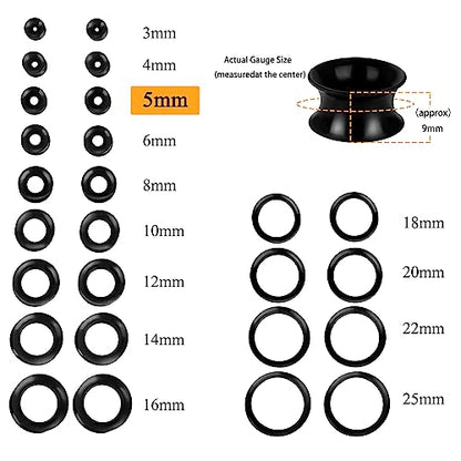 Xpircn 30Pcs Silicone Ear Gauges Flexible Ear Tunnels Plugs Stretchers Expander Double Flared Flesh Ear Piercing Jewelry for Women Men - style: Gauge:4G(5mm)