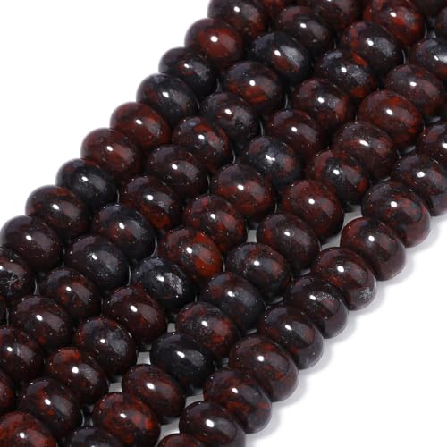 Songxi 5x8mm Natural Deep Red Stone Rondelle Beads, 75PCS Spacer Round Loose Abacus Beads for Jewelry Making, Gemstone for Bracelet Necklace Earrings, Arts and Crafts - color: Deep Red Stone