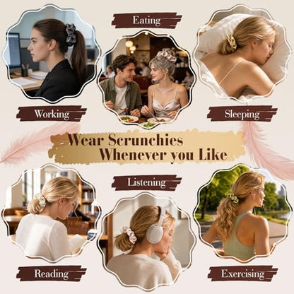 32 Pcs Satin Scrunchies for Women,16 Colors Silk Scrunchies Ponytail Holders,Satin Hair Ties and Bands for Thick,Thin and Curly hair