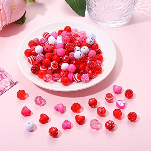1000PCS+ Valentine’s Day Beads for Jewelry Making, Enamel Heart Charms Bulk, Valentine’s Day Clay Beads Rhinestone Acrylic Loose Beads Letter Spacer Bead for Bracelet Necklace Making DIY Crafts Gifts