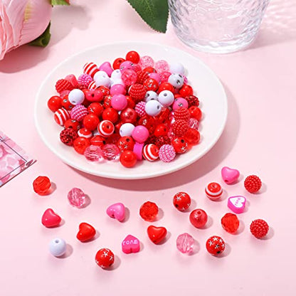 1000PCS+ Valentine’s Day Beads for Jewelry Making, Enamel Heart Charms Bulk, Valentine’s Day Clay Beads Rhinestone Acrylic Loose Beads Letter Spacer Bead for Bracelet Necklace Making DIY Crafts Gifts