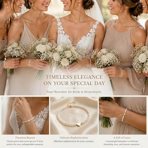 Pearl Bracelets for Women Dainty Baroque Pearl Bracelet White Bridesmaid Bridal Bracelet Wedding Jewelry Gifts for Mother Daughter Matching Outfits - color: A3:pearl bracelet