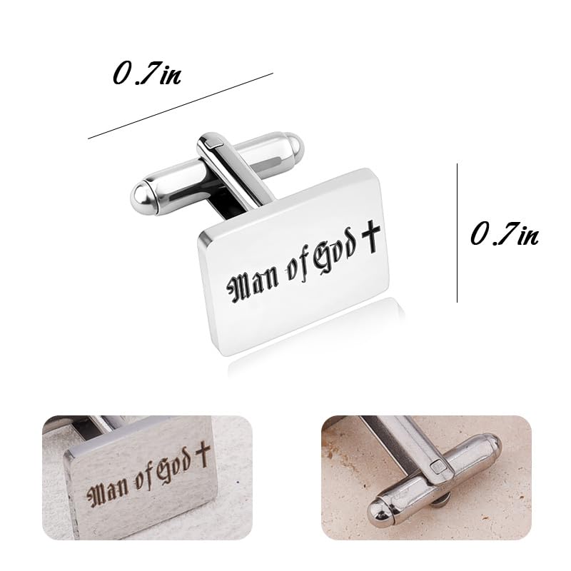 Religious Cufflinks for Men Christian Gifts for Dad Son Grandpa Fathers Day Gift for Husband Uncle Man Of God - style: man of god 01