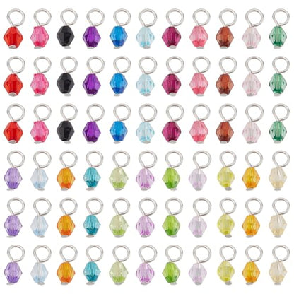 PH PandaHall 110pcs 22 Colors Crystal Bead Charms, 5mm Crystal Dangle Charm Pendants Acrylic Bicone Beads Charms Tiny Bead Dangles for DIY Earring Necklace Bracelet Keychain Jewelry Making