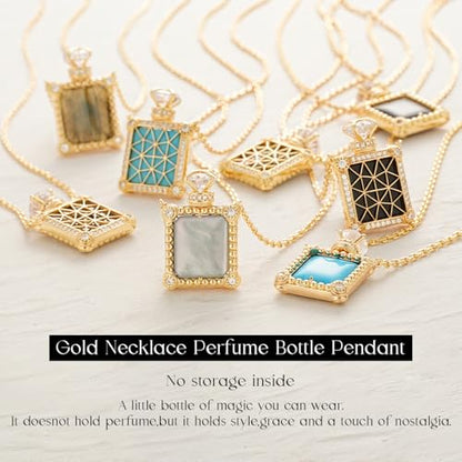 MYEARS Gold Necklace for Women Perfume Bottle Pendant Gemstone Cubic Zirconia 14K Simple Dainty Chain Gift Jewelry