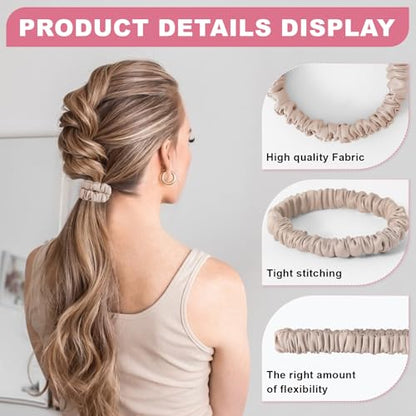 6Pcs Silk Hair Ties 100% Pure Mulberry Silk Scrunchies for Women Girls | No Hair Crease, Anti Frizz, Gentle Hold, No Damage, Color 12 - color: Color 12