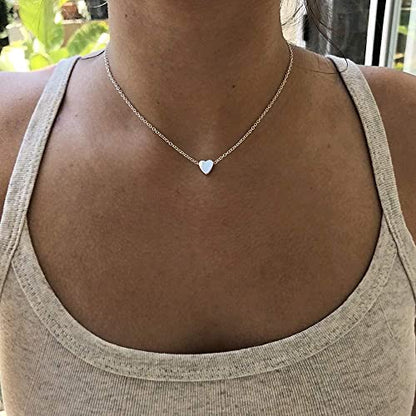 YANCHUN Layered Necklaces for Women Gold Necklace Stack Star Heart Choker Dainty Necklace Love Heart Chain Jewelry Gifts for Women - color: 2: Silver Heart Choker