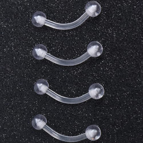 Clear Eyebrow Piercing Set for Women Men Acrylic Curved Barbell Retainer Plastic Snake Eyes Piercing Jewelry Tongue Eyebrow Bar Rings Vertical Labret Lip Bars Jewellery 10 pcs - size: 1.2*12+3
