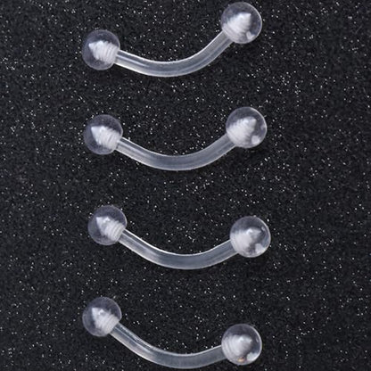Clear Eyebrow Piercing Set for Women Men Acrylic Curved Barbell Retainer Plastic Snake Eyes Piercing Jewelry Tongue Eyebrow Bar Rings Vertical Labret Lip Bars Jewellery 10 pcs - size: 1.2*12+3