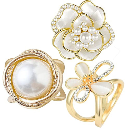 Scarf Rings Buckle And Slides For Women Scarves Pin Tshirt Ties Clip For The Side 3CP - color: Camellia silk scarf buckle