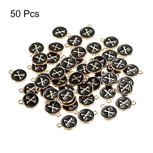 MECCANIXITY Alphabet Letter Charm Double Sided Alphabet Pendant, for Earring Jewelry Making - style: X
